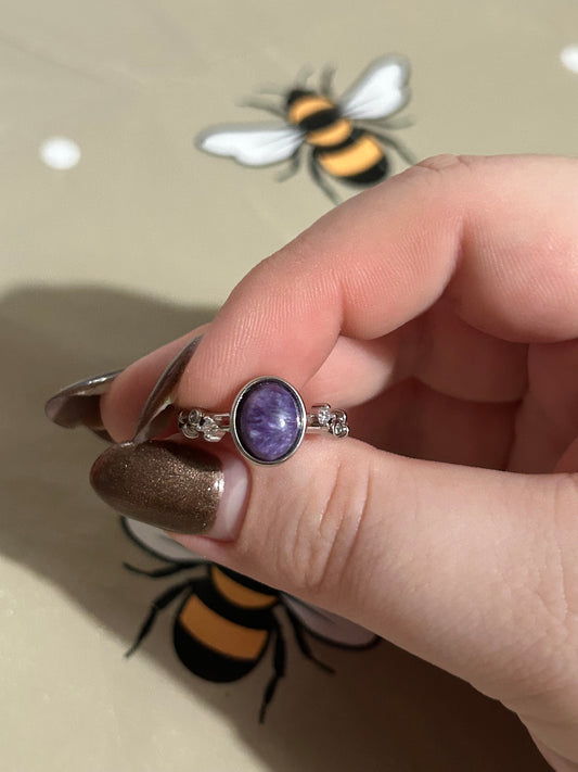 Charoite adjustable ring