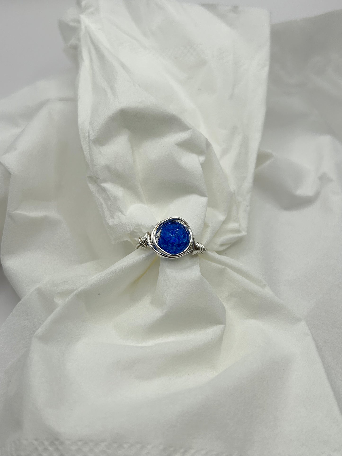 Blue crackle quartz ring