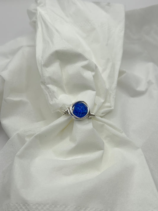 Blue crackle quartz ring