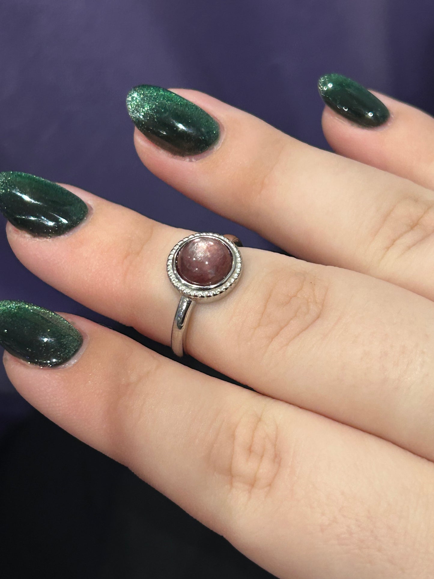 Gem lepidolite ring