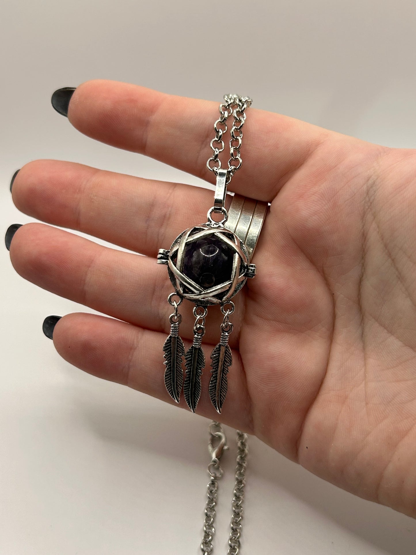 Dream catcher cage necklace