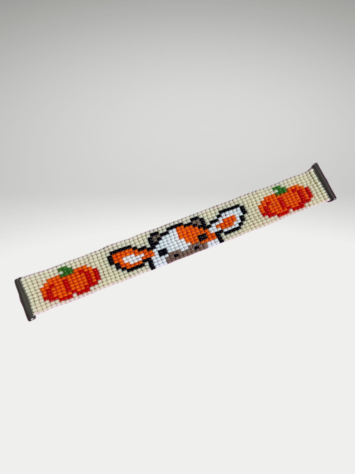 Pumpkin Cow bead loom bracelet