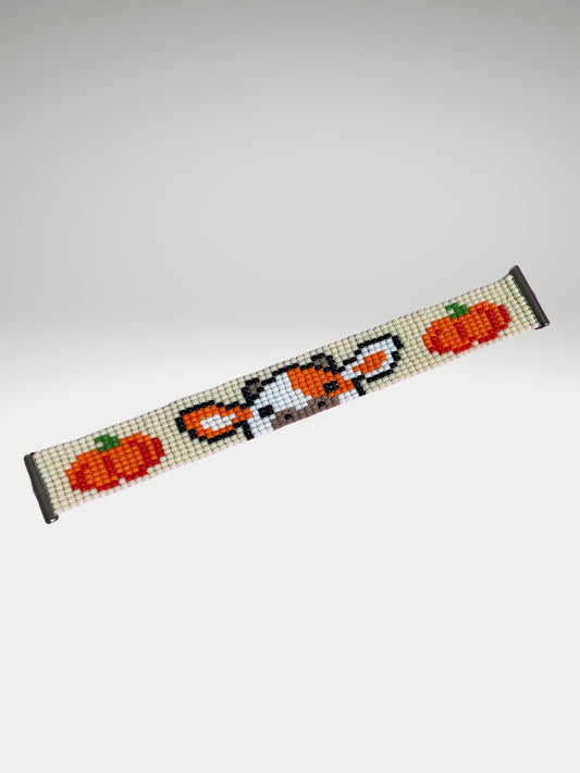 Pumpkin Cow bead loom bracelet