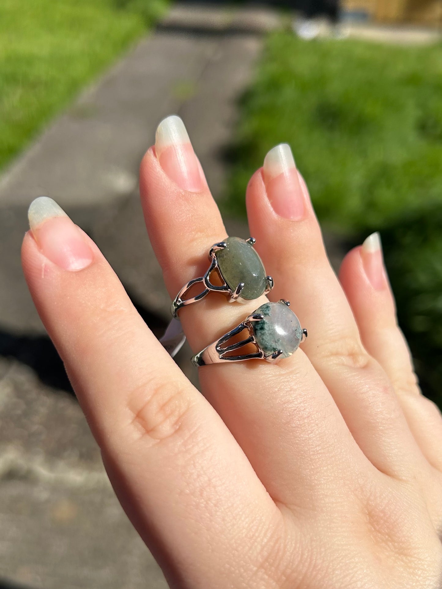 Moss agate rings