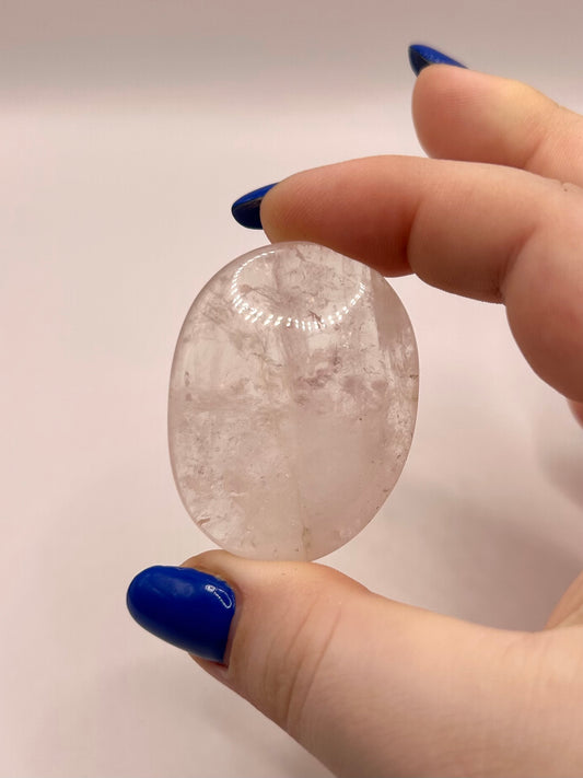 Pale rose quartz palm