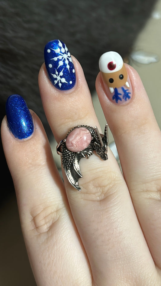 Rhodochrosite dragon ring