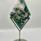 Moss agate diamond on stand