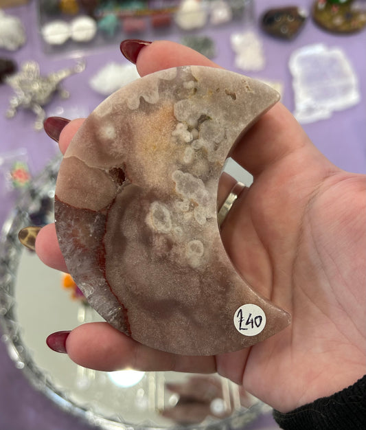 Brazilian pink amethyst moon