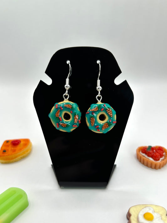 Blue raspberry donut earrings
