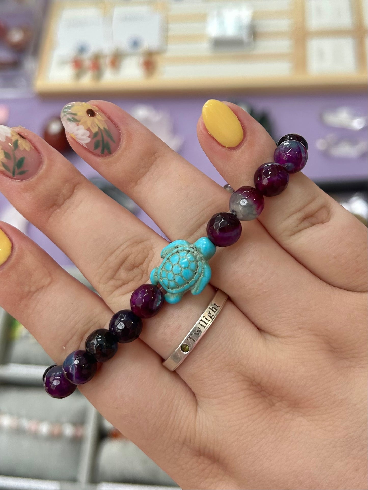 Dyed agate x turquoise bracelet