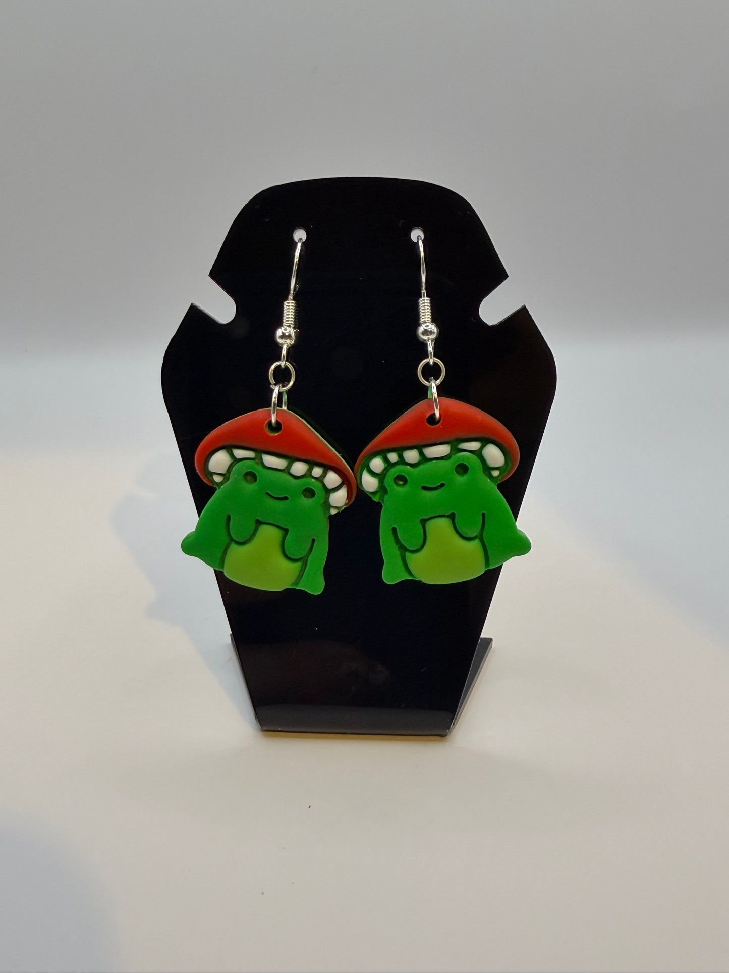 Mushroom frog earrings