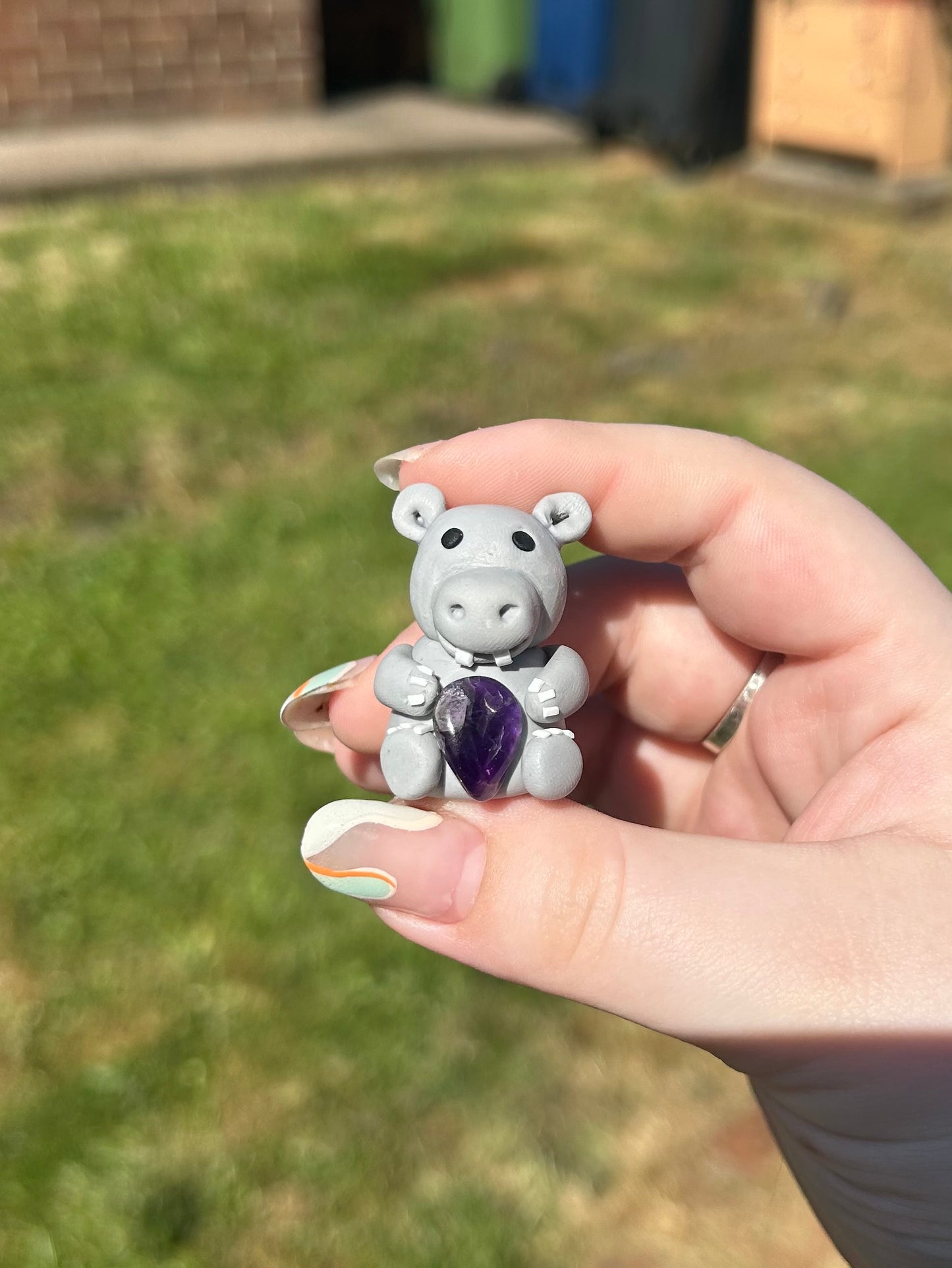 Hippo worry sculpture