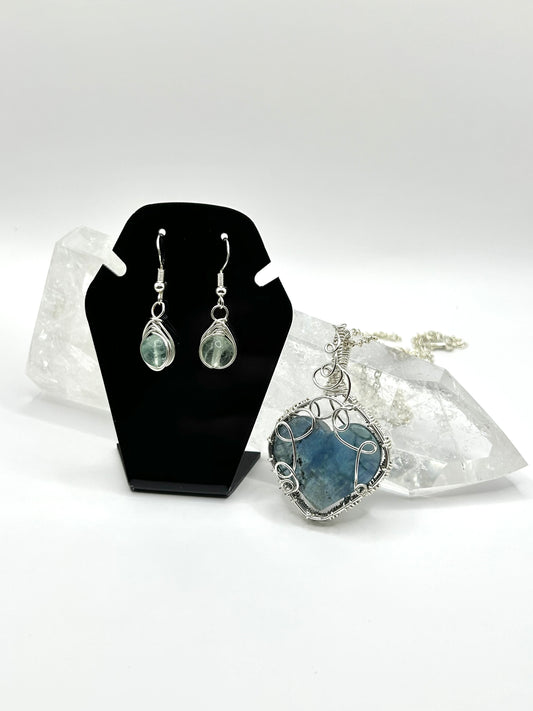 Fluorite jewellery set