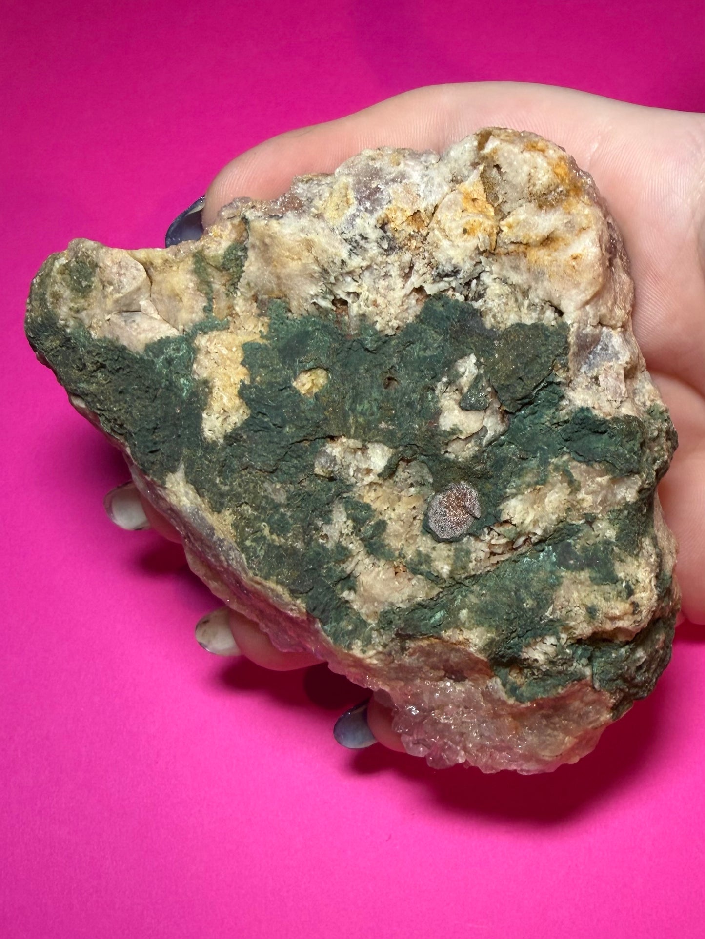 Raw pink amethyst slab