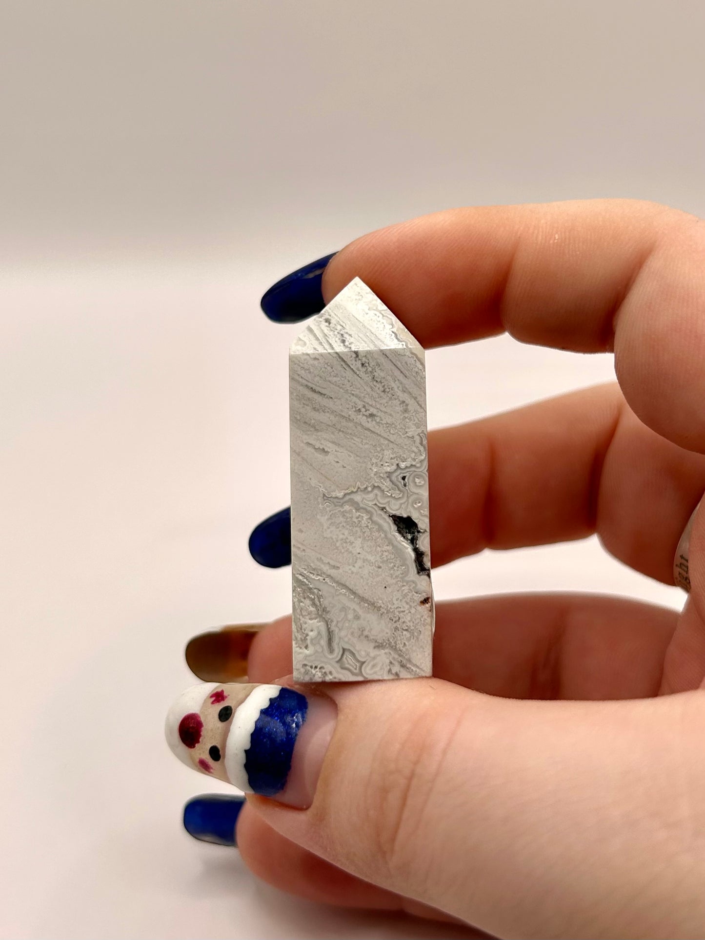 White Mexican druzy agate tower