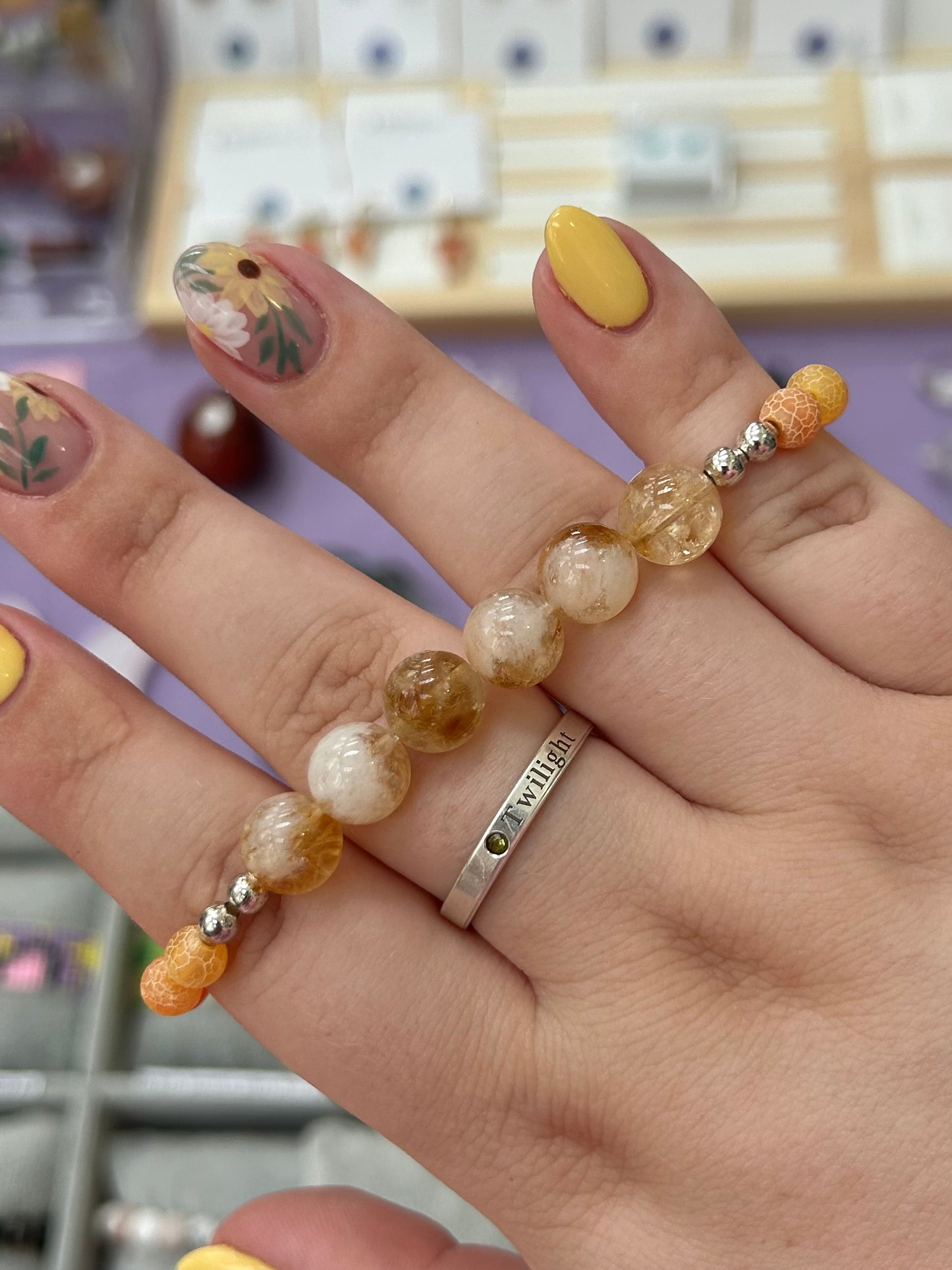 HT citrine x dragons vein agate bracelet