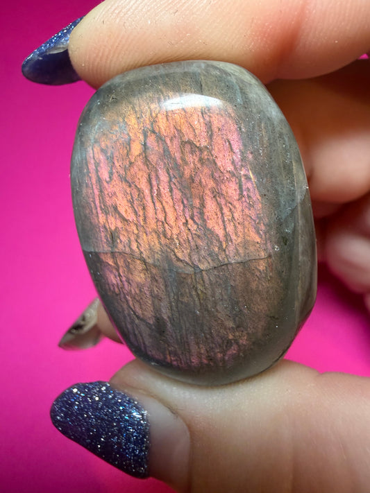 Pink small labradorite palmstone