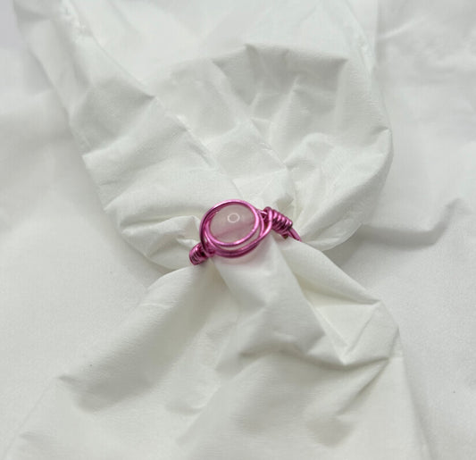 Pink rose quartz ring