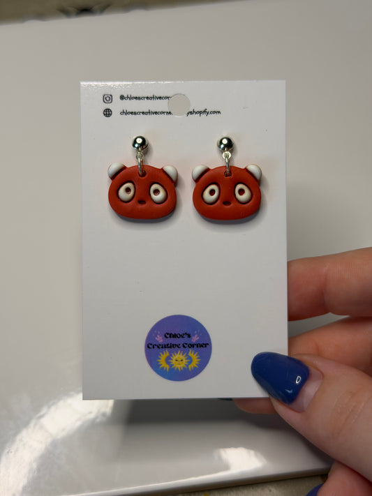 Red panda stud earrings