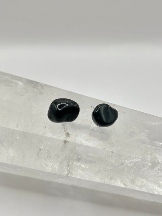 Obsidian stud earrings