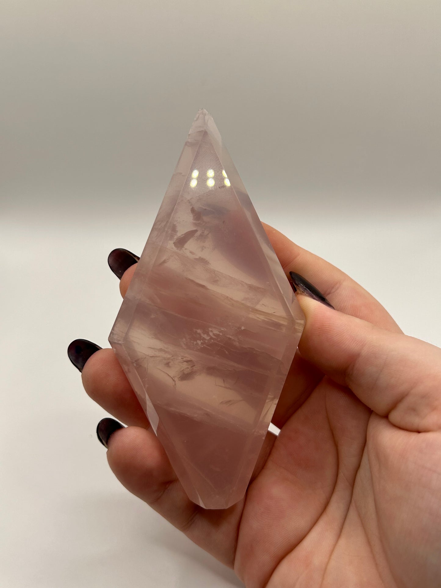Imperfect rose quartz diamond