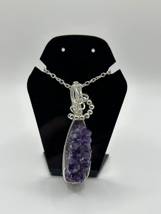 Amethyst cluster statement pendant