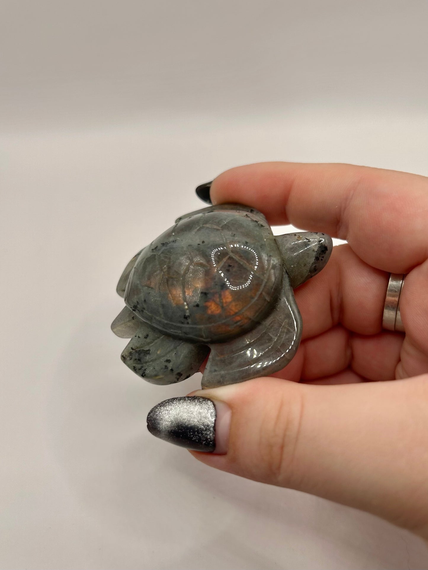 Labradorite turtle carving