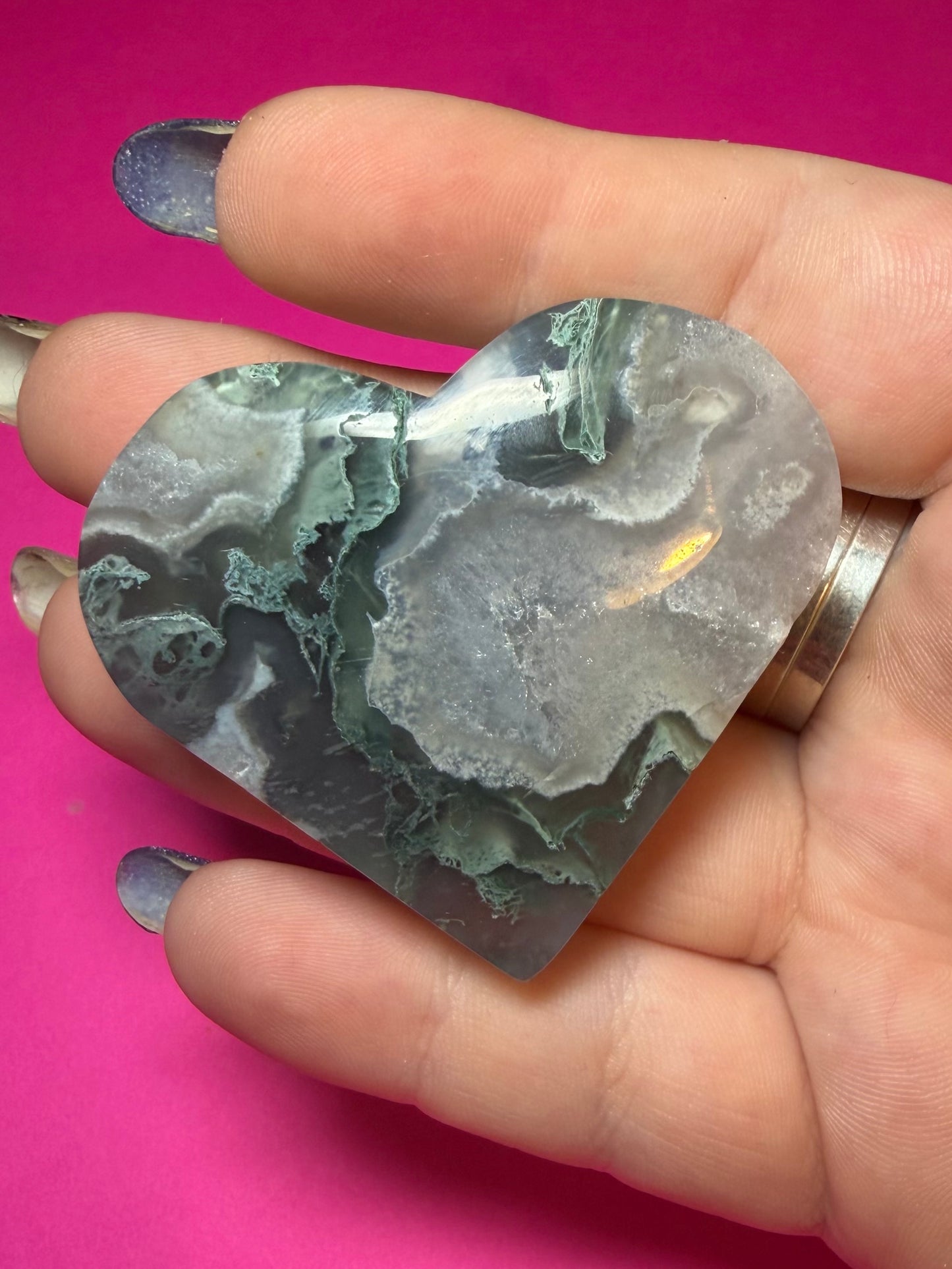 Moss agate heart