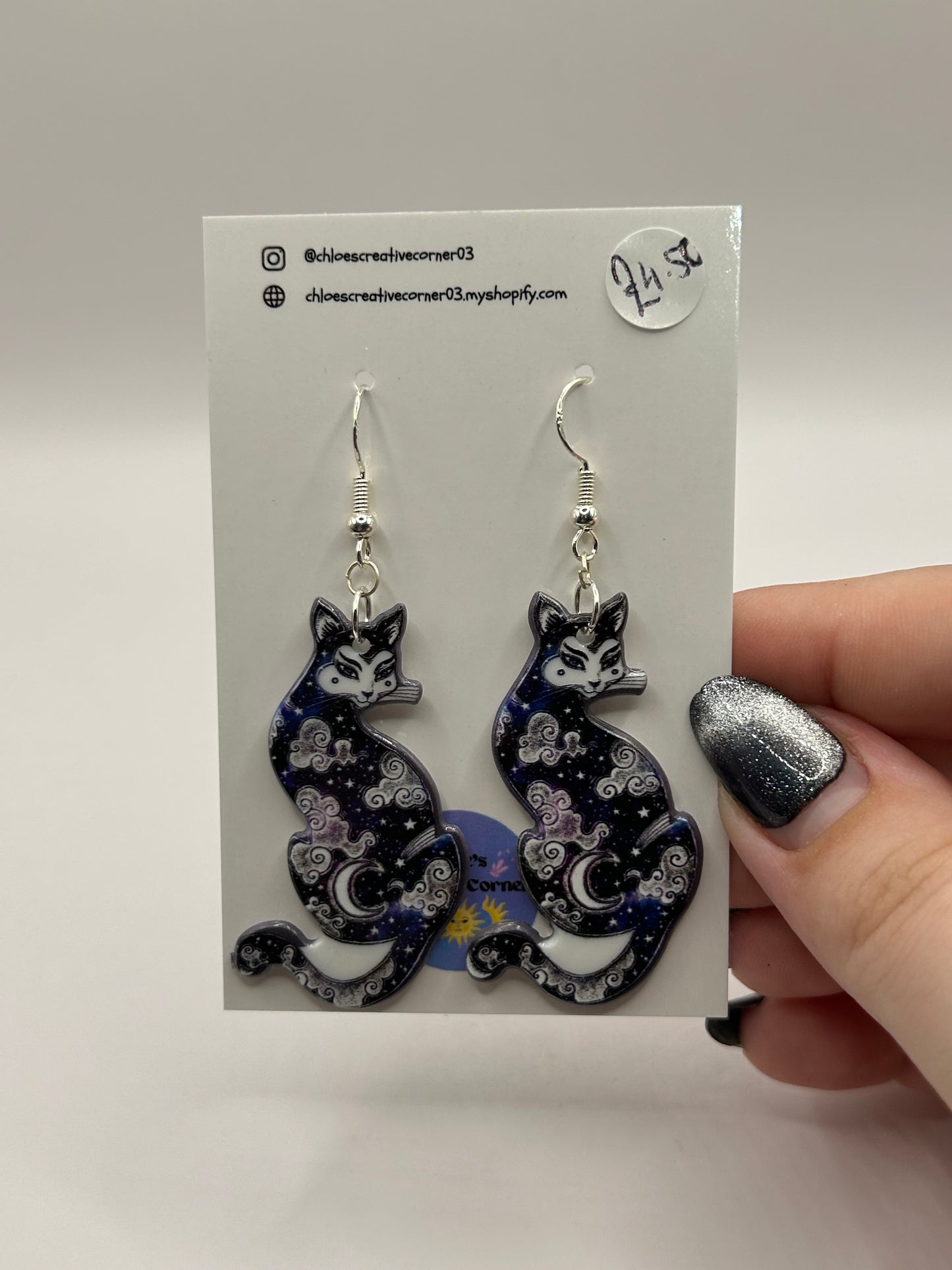Moon cat earrings