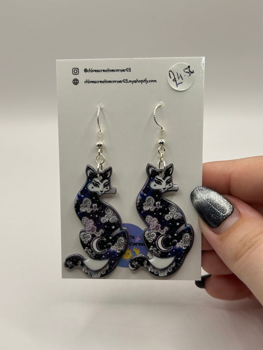 Moon cat earrings