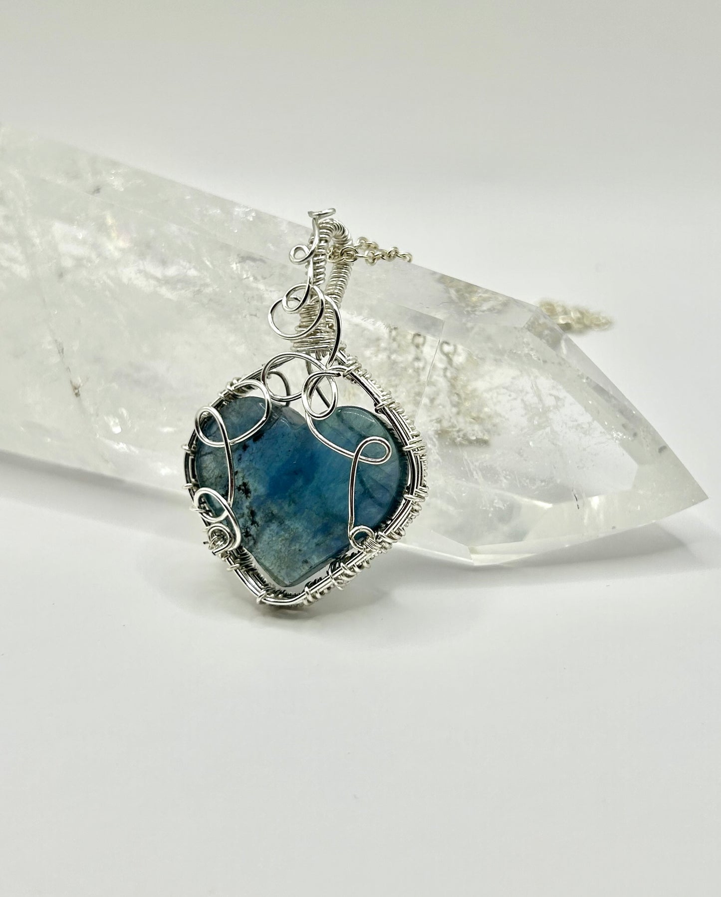 Blue Fluorite heart pendant