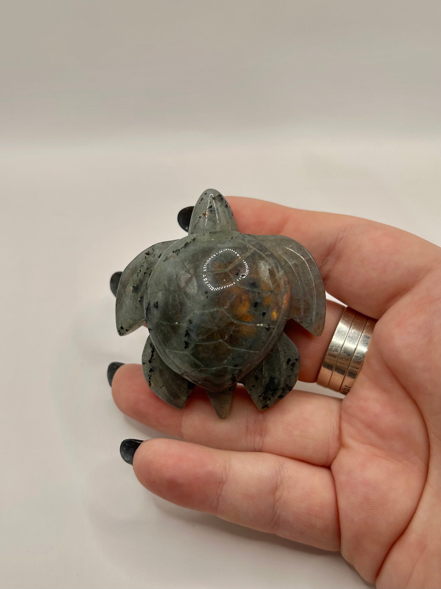 Labradorite turtle carving