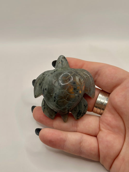 Labradorite turtle carving